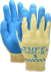SHOWA - Size S (7), ANSI Cut Lvl 3, Abrasion Lvl 4, Rubber Coated Cut Resistant Gloves - Palm & Fingers Coated, Kevlar Lining, Knit Wrist, Yellow/Blue, Paired - Industrial Tool & Supply
