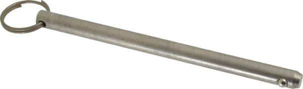 Gibraltar - 3/8" Pin Diam, 5-1/2" Long, Uncoated Stainless Steel Ball Lock Hitch Pin - 5-1/8" Usable Length - Industrial Tool & Supply