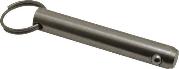 Gibraltar - 1/2" Pin Diam, 3" Long, Uncoated Stainless Steel Ball Lock Hitch Pin - 2-1/2" Usable Length - Industrial Tool & Supply