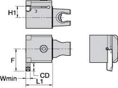 Kennametal - A4..05.. Insert, 30mm Head Length, 5mm Min Groove Width, Modular Grooving Cutting Unit Head - Neutral Cut, System Size KM25, Series A4 - Industrial Tool & Supply
