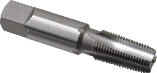 OSG - 1/8-27 NPTF Thread, 4 Flute Standard Pipe Tap - 2-1/8" OAL, 3/4" Thread Length, 7/16" Shank Diam, Bright Finish, High Speed Steel - Exact Industrial Supply