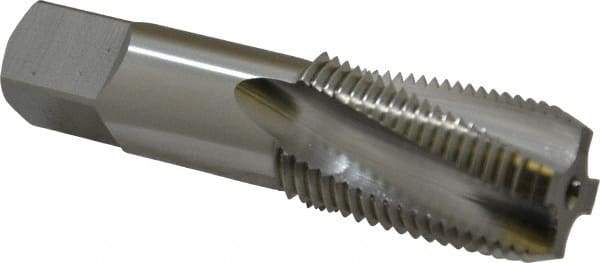 OSG - 1/2-14 NPT, 15° Helix, 4 Flutes, Bottoming Chamfer, Bright Finish, High Speed Steel, Spiral Flute Pipe Tap - Right Hand Flute, 11/16" Shank Diam, 1-3/8" Thread Length, 0.4687" Projection, 0.515" Square Size, - Industrial Tool & Supply
