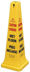 Rubbermaid - Caution - Wet Floor, 12-1/4" Wide x 36" High, Plastic Floor Sign - Cone, Black on Yellow, For Accident Prevention - Industrial Tool & Supply