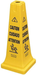 Rubbermaid - Caution, 10-1/2" Wide x 25-3/4" High, Plastic Floor Sign - Cone, Black on Yellow, For Accident Prevention - Industrial Tool & Supply