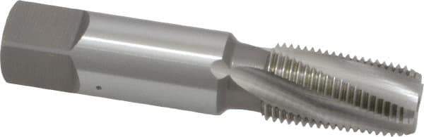 OSG - 1/8-27 NPTF, 15° Helix, 4 Flutes, Bottoming Chamfer, Bright Finish, High Speed Steel, Spiral Flute Pipe Tap - Right Hand Flute, 5/16" Shank Diam, 3/4" Thread Length, 0.2344" Projection, 0.234" Square Size, - Exact Industrial Supply