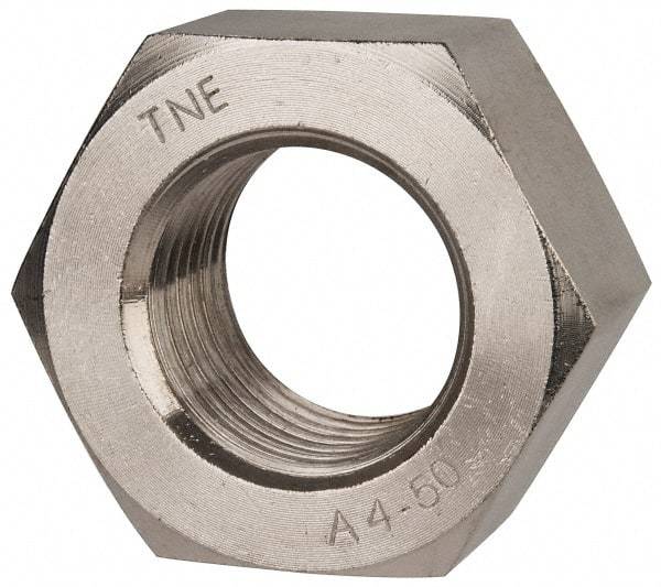 Value Collection - M45x4.50 Metric Coarse Stainless Steel Right Hand Hex Nut - 70mm Across Flats, 36mm High, Uncoated - Industrial Tool & Supply