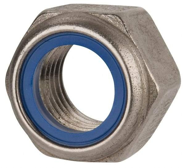 Value Collection - M22x2.50 Metric Coarse 316 & Austenitic Grade A4 Hex Lock Nut with Nylon Insert - 22mm High, Uncoated - Industrial Tool & Supply