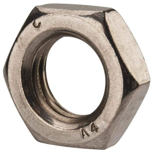 Value Collection - M16x2.00 Metric Coarse Stainless Steel Right Hand Hex Jam Nut - 24mm Across Flats, 8mm High, Uncoated - Industrial Tool & Supply