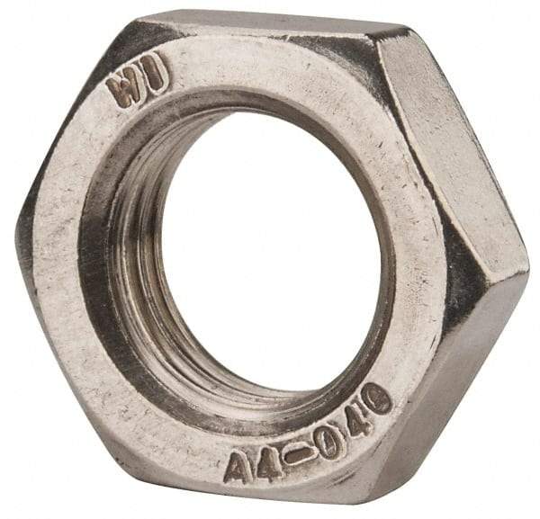Value Collection - M22x2.50 Metric Coarse Stainless Steel Right Hand Hex Jam Nut - 32mm Across Flats, 11mm High, Uncoated - Industrial Tool & Supply