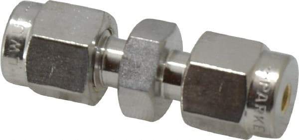 Parker - 1/8" OD, Stainless Steel Union - -425 to 1,200°F, 7/16" Hex, Comp x Comp Ends - Industrial Tool & Supply
