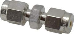 Parker - 1/8" OD, Stainless Steel Union - -425 to 1,200°F, 7/16" Hex, Comp x Comp Ends - Industrial Tool & Supply