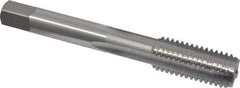 OSG - M12x1.75 Metric Coarse 6H 4 Flute Bright Finish High Speed Steel Straight Flute Standard Hand Tap - Bottoming, Right Hand Thread, 3-3/8" OAL, 1-21/32" Thread Length, D6 Limit, Oversize - Exact Industrial Supply