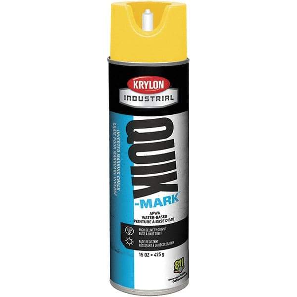 Krylon - 20 fl oz Yellow Marking Paint - 600' Coverage at 1" Wide, Water-Based Formula - Industrial Tool & Supply