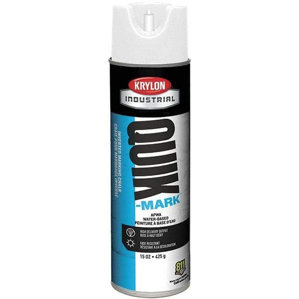 Krylon - 20 fl oz White Marking Paint - 600' Coverage at 1" Wide, Water-Based Formula - Industrial Tool & Supply
