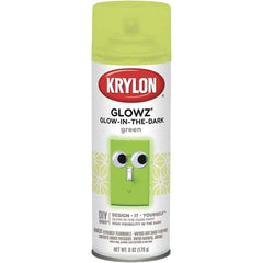 Krylon - Glow Green, Semi Gloss, Glow-in-the-Dark Spray Paint - 10 to 15 Sq Ft per Can, 16 oz Container, Use on Ceramics, Fabric, Glass, Glow-in-the-Dark Paint, Metal, Paper, Papier Mache, Plaster, Wicker, Wood - Industrial Tool & Supply