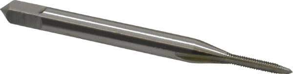 OSG - #0-80 UNF 3B 2 Flute Bright Finish High Speed Steel Straight Flute Standard Hand Tap - Plug, Right Hand Thread, 1-5/8" OAL, 5/16" Thread Length, H1 Limit, Oversize - Exact Industrial Supply