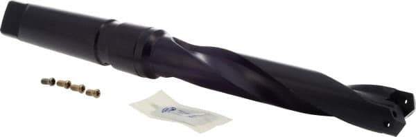 Allied Machine and Engineering - Series 2, 1 to 1-3/8" Diam, 4MT Taper Shank, Helical Flute Spade Drill - 5-3/8" Max Depth, 6-63/64" Body Length, 11-3/8" OAL, Standard Length, Through Coolant - Industrial Tool & Supply