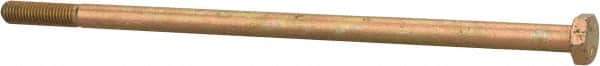 Made in USA - 1/4-28 UNF, 6" Length Under Head Hex Head Cap Screw - Partially Threaded, Grade 8 Alloy Steel, Zinc Yellow Dichromate Finish, 7/16" Hex - Industrial Tool & Supply