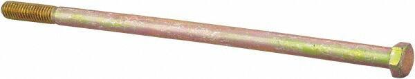 Made in North America - 3/8-16 UNC, 8-1/2" Length Under Head Hex Head Cap Screw - Partially Threaded, Grade 8 Alloy Steel, Zinc Yellow Dichromate Finish, 9/16" Hex - Industrial Tool & Supply