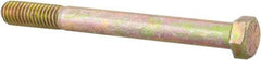Made in USA - 7/16-14 UNC, 4-1/2" Length Under Head Hex Head Cap Screw - Partially Threaded, Grade 8 Alloy Steel, Zinc Yellow Dichromate Finish, 5/8" Hex - Industrial Tool & Supply