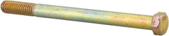 Made in USA - 7/16-14 UNC, 5-1/2" Length Under Head Hex Head Cap Screw - Partially Threaded, Grade 8 Alloy Steel, Zinc Yellow Dichromate Finish, 5/8" Hex - Industrial Tool & Supply