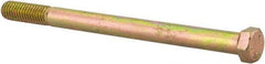 Made in USA - 7/16-14 UNC, 6" Length Under Head Hex Head Cap Screw - Partially Threaded, Grade 8 Alloy Steel, Zinc Yellow Dichromate Finish, 5/8" Hex - Industrial Tool & Supply