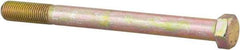 Made in North America - 7/16-20 UNF, 5" Length Under Head Hex Head Cap Screw - Partially Threaded, Grade 8 Alloy Steel, Zinc Yellow Dichromate Finish, 5/8" Hex - Industrial Tool & Supply
