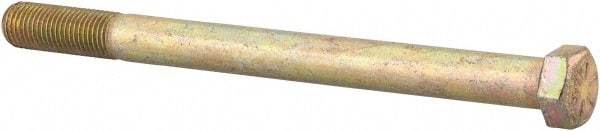 Made in USA - 7/16-20 UNF, 5-1/2" Length Under Head Hex Head Cap Screw - Partially Threaded, Grade 8 Alloy Steel, Zinc Yellow Dichromate Finish, 5/8" Hex - Industrial Tool & Supply