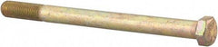 Made in USA - 7/16-20 UNF, 5-1/2" Length Under Head Hex Head Cap Screw - Partially Threaded, Grade 8 Alloy Steel, Zinc Yellow Dichromate Finish, 5/8" Hex - Industrial Tool & Supply