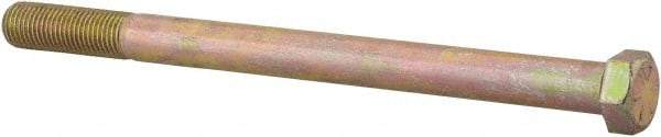 Made in North America - 7/16-20 UNF, 6" Length Under Head Hex Head Cap Screw - Partially Threaded, Grade 8 Alloy Steel, Zinc Yellow Dichromate Finish, 5/8" Hex - Industrial Tool & Supply