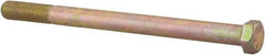 Made in North America - 7/16-20 UNF, 6" Length Under Head Hex Head Cap Screw - Partially Threaded, Grade 8 Alloy Steel, Zinc Yellow Dichromate Finish, 5/8" Hex - Industrial Tool & Supply