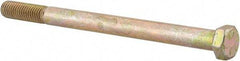 Made in USA - 1/2-13 UNC, 7" Length Under Head Hex Head Cap Screw - Partially Threaded, Grade 8 Alloy Steel, Zinc Yellow Dichromate Finish, 3/4" Hex - Industrial Tool & Supply