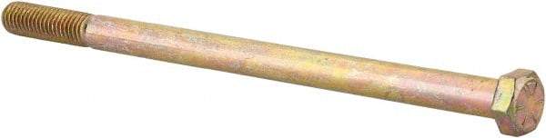 Made in North America - 1/2-13 UNC, 8-1/2" Length Under Head Hex Head Cap Screw - Partially Threaded, Grade 8 Alloy Steel, Zinc Yellow Dichromate Finish, 3/4" Hex - Industrial Tool & Supply