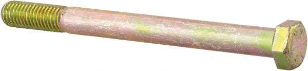 Made in North America - 1/2-13 UNC, 5-3/4" Length Under Head Hex Head Cap Screw - Partially Threaded, Grade 8 Alloy Steel, Zinc Yellow Dichromate Finish, 3/4" Hex - Industrial Tool & Supply