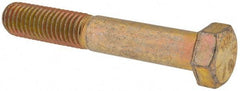 Made in USA - 9/16-12 UNC, 3-1/2" Length Under Head Hex Head Cap Screw - Partially Threaded, Grade 8 Alloy Steel, Zinc Yellow Dichromate Finish, 13/16" Hex - Industrial Tool & Supply