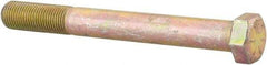 Made in USA - 9/16-18 UNF, 5" Length Under Head Hex Head Cap Screw - Partially Threaded, Grade 5 Steel, Zinc Yellow Dichromate Finish, 13/16" Hex - Industrial Tool & Supply