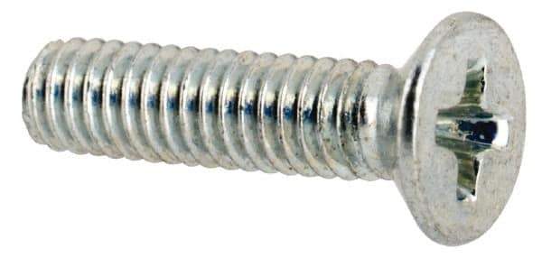 Value Collection - M2.5x0.45 Metric Coarse, 10mm OAL Phillips Drive Machine Screw - Flat Head, Grade 4.8 Steel, Zinc-Plated Finish, Without Washer - Industrial Tool & Supply