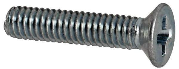 Value Collection - M2.5x0.45 Metric Coarse, 12mm OAL Phillips Drive Machine Screw - Flat Head, Grade 4.8 Steel, Zinc-Plated Finish, Without Washer - Industrial Tool & Supply
