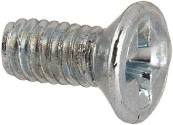 Value Collection - M2.5x0.45 Metric Coarse, 6mm OAL Phillips Drive Machine Screw - Flat Head, Grade 4.8 Steel, Zinc-Plated Finish, Without Washer - Industrial Tool & Supply