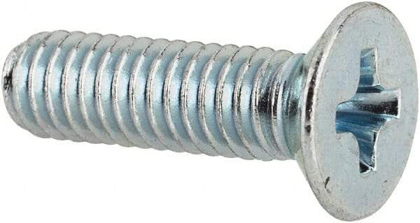 Value Collection - M4x0.70 Metric Coarse, 14mm OAL Phillips Drive Machine Screw - Flat Head, Grade 4.8 Steel, Zinc-Plated Finish, Without Washer - Industrial Tool & Supply