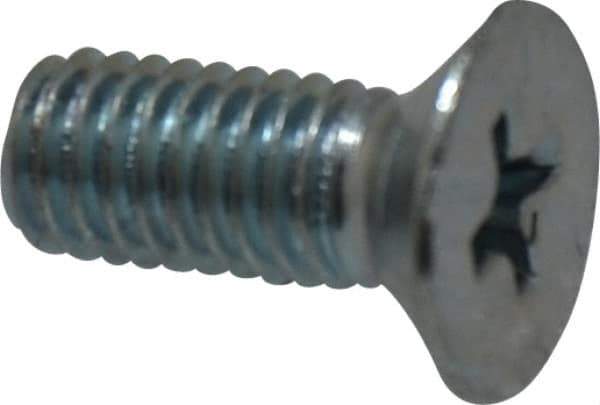 Value Collection - M5x0.80 Metric Coarse, 12mm OAL Phillips Drive Machine Screw - Flat Head, Grade 4.8 Steel, Zinc-Plated Finish, Without Washer - Industrial Tool & Supply