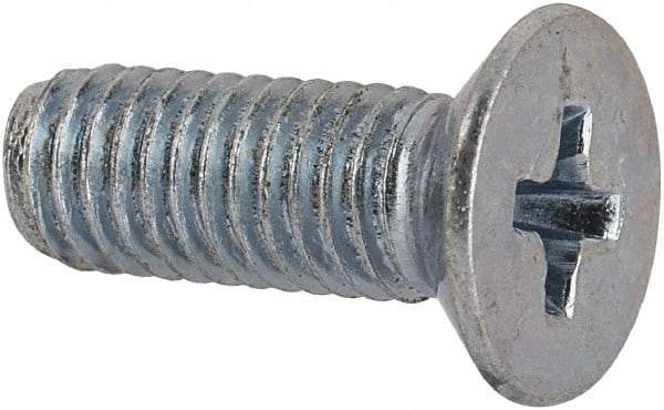 Value Collection - M5x0.80 Metric Coarse, 14mm OAL Phillips Drive Machine Screw - Flat Head, Grade 4.8 Steel, Zinc-Plated Finish, Without Washer - Industrial Tool & Supply