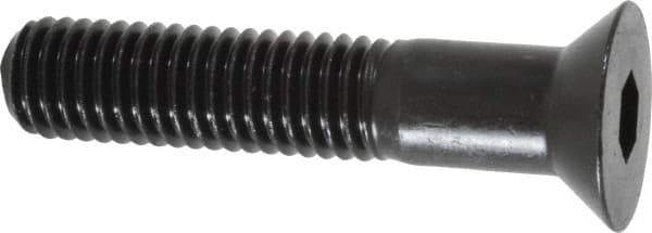 Made in USA - 1/4-20 UNC Hex Socket Drive, 82° Flat Screw - Alloy Steel, Black Oxide Finish, Partially Threaded, 1-3/4" OAL - Industrial Tool & Supply