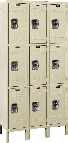 Hallowell - 9 Door, 3 Tier, Ready-Built Wardrobe & Box Lockers - Industrial Tool & Supply