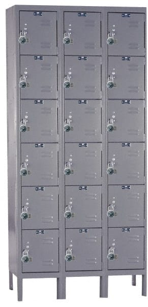 Hallowell - 18 Door, 6 Tier, Ready-Built Wardrobe & Box Lockers - Industrial Tool & Supply