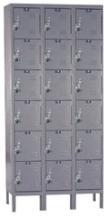 Hallowell - 18 Door, 6 Tier, Ready-Built Wardrobe & Box Lockers - Industrial Tool & Supply