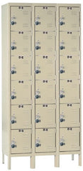 Hallowell - 18 Door, 6 Tier, Ready-Built Wardrobe & Box Lockers - Industrial Tool & Supply
