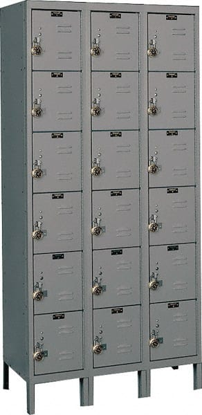 Hallowell - 18 Door, 6 Tier, Ready-Built Wardrobe & Box Lockers - Industrial Tool & Supply