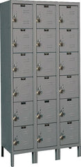 Hallowell - 18 Door, 6 Tier, Ready-Built Wardrobe & Box Lockers - Industrial Tool & Supply