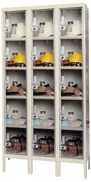 Hallowell - 15 Door, 5 Tier, Safety-View Plus Box Lockers - Industrial Tool & Supply